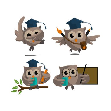 Baykuş şablonu tasarımı Baykuş Sembol Kümesi ile Akıllı Eğitim