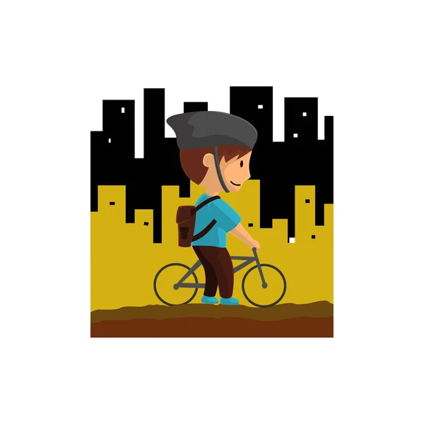 Παγκόσμια Ημέρα Ποδηλάτων Στην Πόλη Χαρακτήρας Σχεδιασμός Εικονογράφηση — Διανυσματικό Αρχείο