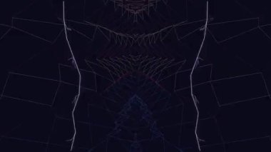 Karanlık Arkaplanda Simetrik Çizgilerle Soyut Geometrik Desen