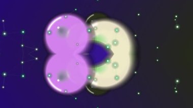 Gradyan Arkaplan Üzerine Parlayan Düğümlerle Birbirine Bağlı Soyut Küreler