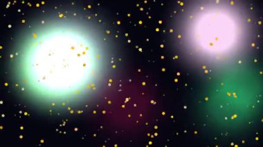 Parlayan Küreler ve Altın Parçacıkları ile Soyut Galaksi