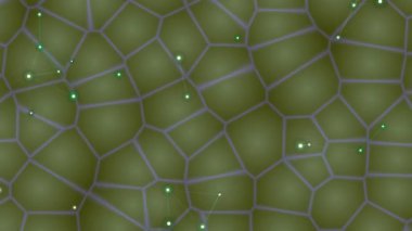 Parlayan Düğümler ve Birbirine Bağlı Satırlarla Soyut Hücresel Ağ