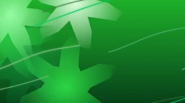 Abstract Green Background with Geometric Shapes and Light Streaks