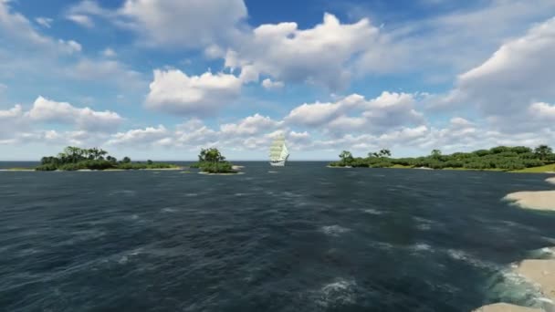 Seelandschaft mit Segelboot — Stockvideo