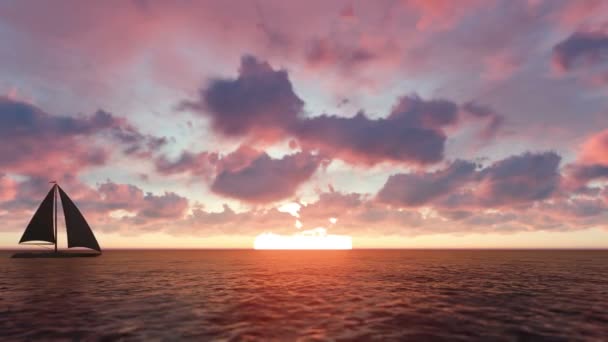 Sailboat at sunset — Stock Video