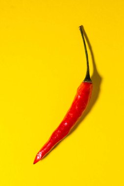 Kırmızı biber sarı arkaplanda izole edilmiş.