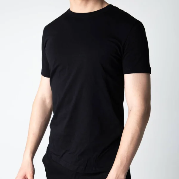 Zwart Heren Shirt Close Het Model — Stockfoto