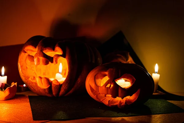 Foto Složení Pěti Dýně Halloween — Stock fotografie