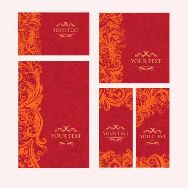 Premium Royal Vintage viktorianischen Satz von Vorlagen rote Blumen klassischer Hintergrund — Stockvektor