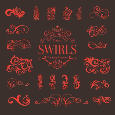 Set of multiple different classic swirls  clipart