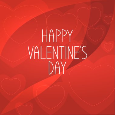 Mutlu Sevgililer günü tebrik kartı kalp dekorasyon kırmızı zemin üzerine