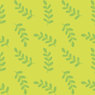Kusursuz bir geçmişi var. Sarı arka planda yeşil bitkilerin bir deseni. Sıcak ve samimi çizimler. 