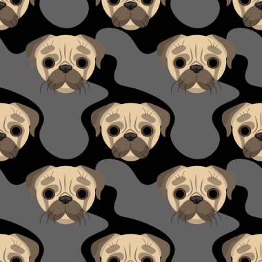 Pug 'un namlusunu çiziyorum. Kusursuz desen. Köpek suratlı, tatlı köpek. Basit bir köpek resmi..