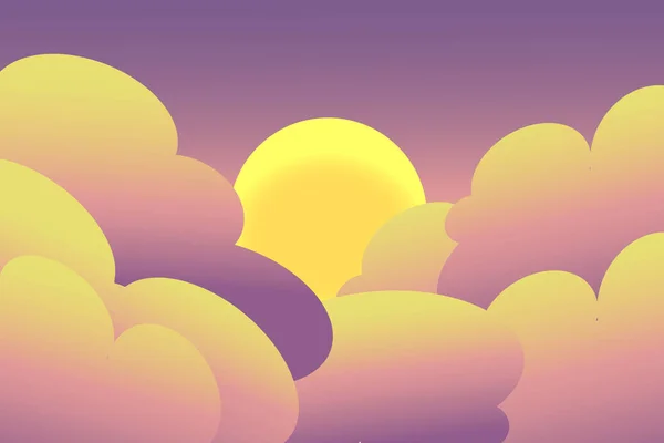 Cielo Amanecer Atardecer Con Nubes Ilustración Dibujos Animados Una Hermosa — Archivo Imágenes Vectoriales