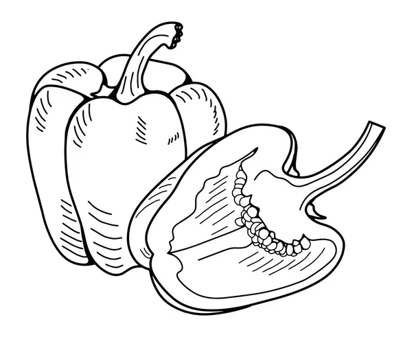 Dibujo Contorno Pimiento Imagen Aislada Sobre Fondo Blanco Dibujo Dibujo —  Fotos de Stock