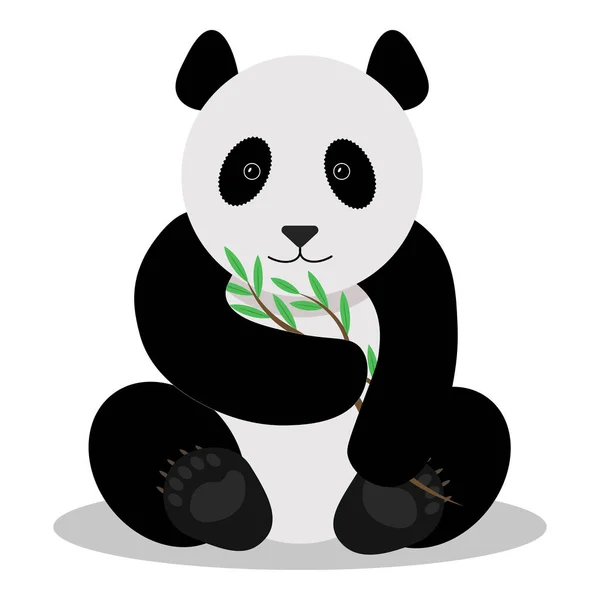 Милая Панда Бамбуком Симпатичный Рисунок Панды Бамбуковой Веткой Лапах — стоковый вектор