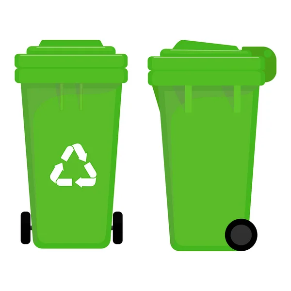 平らなスタイルのゴミ缶やバッグ ゴミのクリーニングと分別に関する話題 異なるゴミ容器 — ストックベクタ