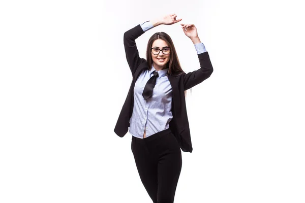 Portret van gelukkige jonge zakenvrouw in glazen — Stockfoto