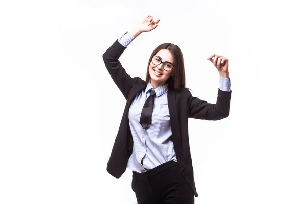 Счастливая молодая деловая женщина в очках — стоковое фото