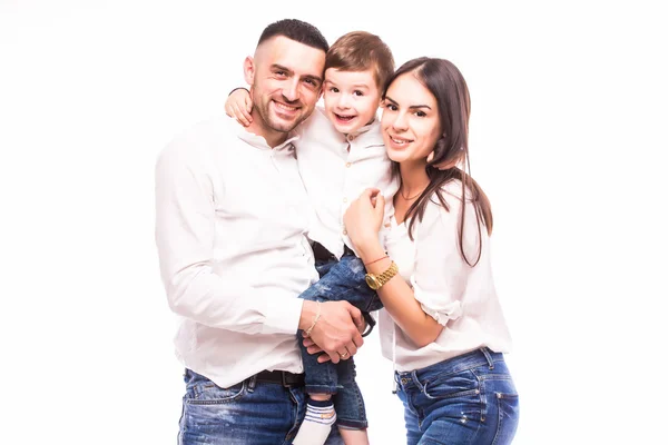 Boldog család: anya, apa és fia — Stock Fotó