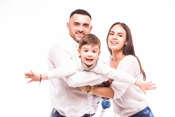 Boldog család: anya, apa és fia — Stock Fotó