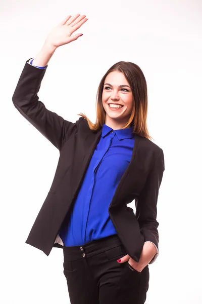 Retrato de una mujer saludando — Foto de Stock