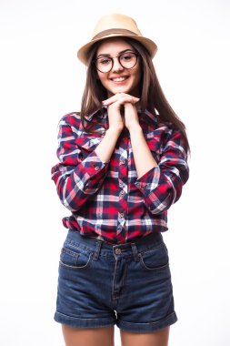 Çapraz elle yüz yakınındaki güzel kız