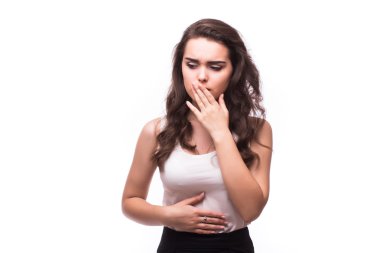 Portre portre yaklaşık chuck için mutsuz, rahatsız, hasta kadının genç