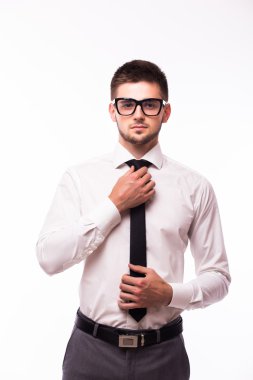 beyaz üzerine yakışıklı işadamı