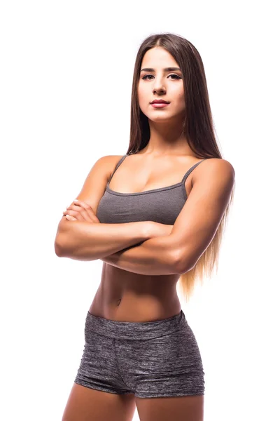 Atractiva mujer fitness, cuerpo femenino entrenado — Foto de Stock