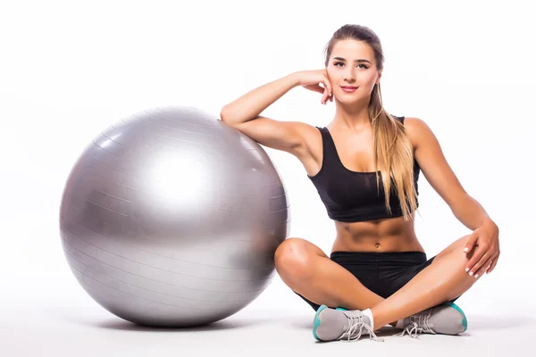 Slim fitness mujer joven atleta chica haciendo ejercicio tablón — Foto de Stock