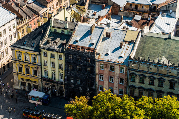 Lviv, Ukraine - 28 July 2016. Lviv old city panorama view