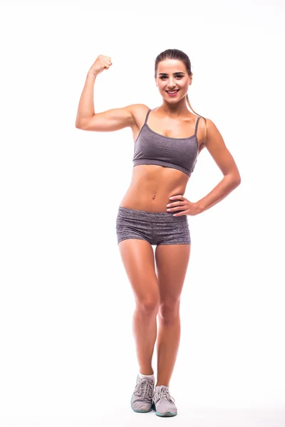 Atleta mulher demonstrar poder do corpo — Fotografia de Stock