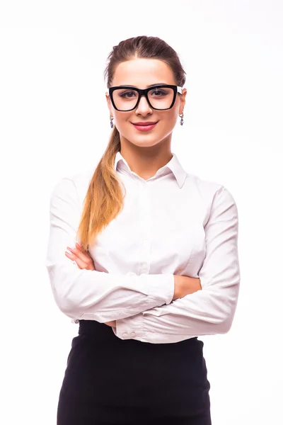 Retrato de mujer de negocios joven hermosa sonrisa, — Stockfoto