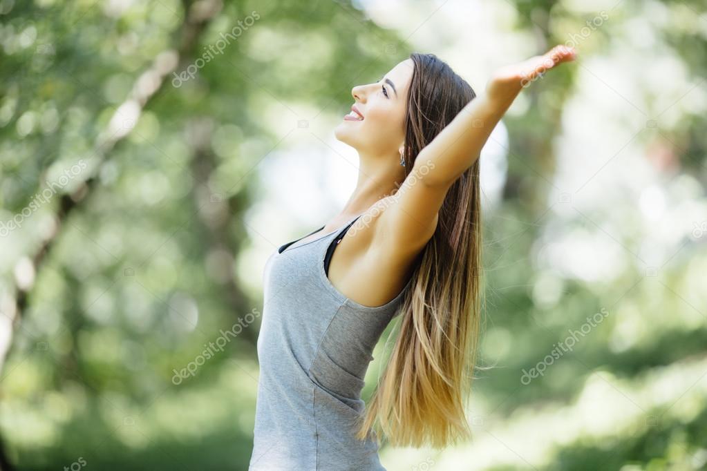 Girl walking in park