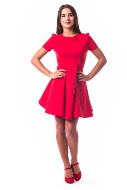 Farklı hareketi ile mutlu gülümseyen kadın