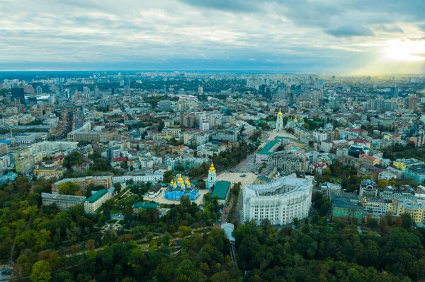 Vista Aérea Centro Histórico Kiev Capital Ucrânia — Fotografia de Stock