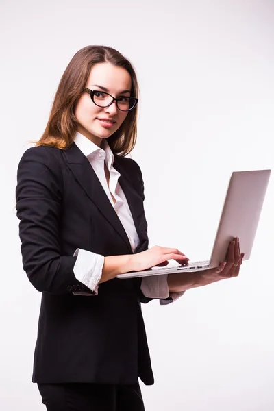 Young business lady with laptop — Stock Photo, Image