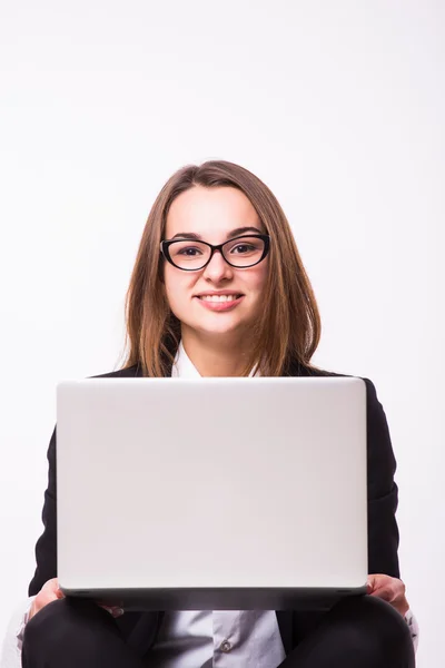 Young business lady with laptop — Stock Photo, Image