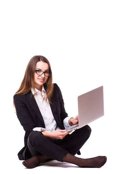 Young business lady with laptop — Stock Photo, Image