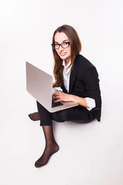 Young business lady with laptop — Stock Photo, Image