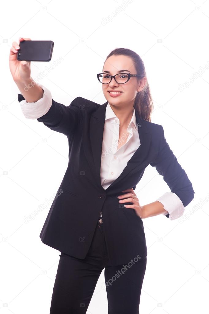 Young lady taking selfie