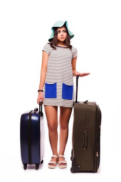 Concepto de vacaciones de viaje con equipaje en blanco. —  Fotos de Stock