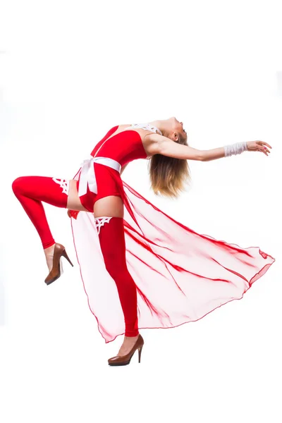 Bella donna felice in pole dance — Foto Stock