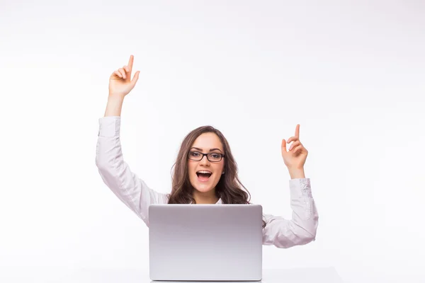 Business Woman  with glasses using laptop computer pc — Stock Photo, Image