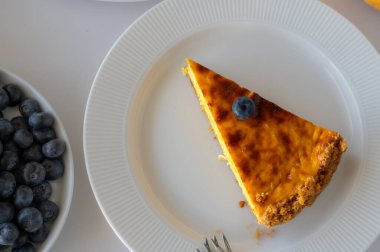 Kremalı ev yapımı balkabaklı cheesecake dilimine yakın plan. Sonbahar aromalı, pürüzsüz bir tadı ve baharatlı aroması var..