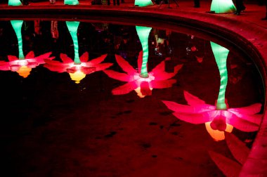 Brüksel, Belçika - 13 Şubat 2026: Parlak Brüksel Işık Festivali