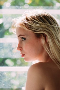 Profili bir şehvetli sarışın