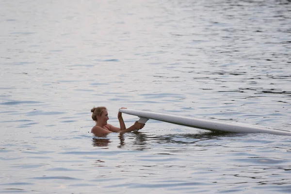 Young Woman Water Surfboard — Stock Photo, Image