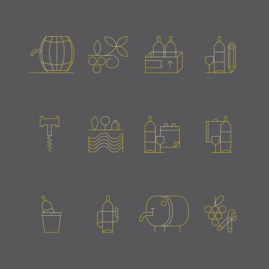 Wine line style icons.